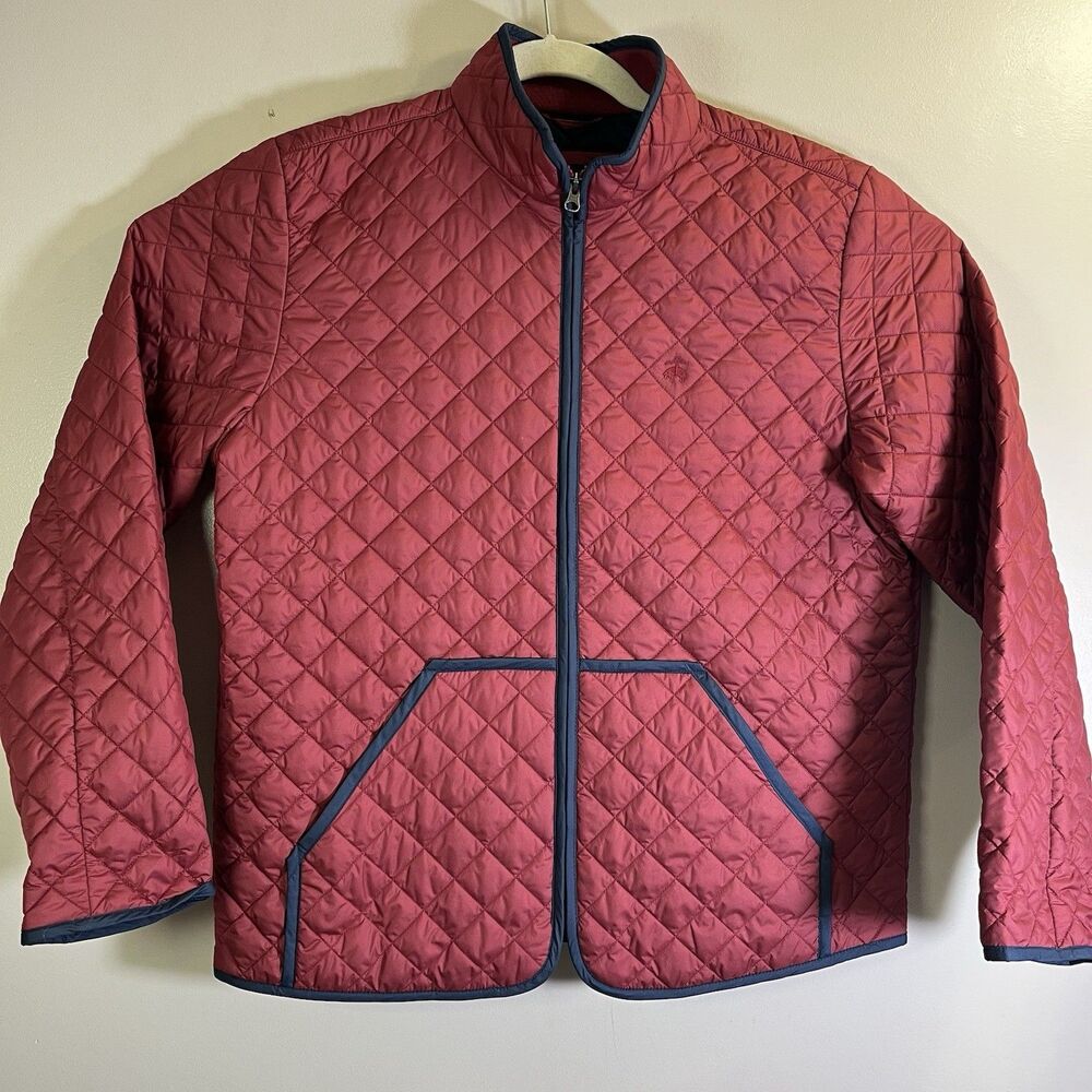 Brooks Brothers Quilted Jacket Golden Fleece Logo Red Full Zip Men's Size XL